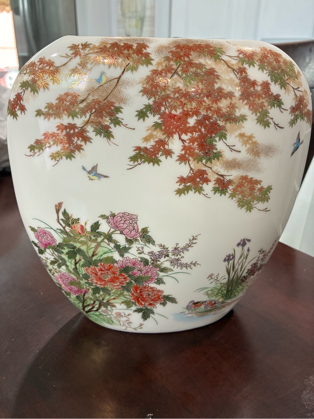Vintage Yamaji Porcelain Pillow Vase - Japan Mid-20th Century